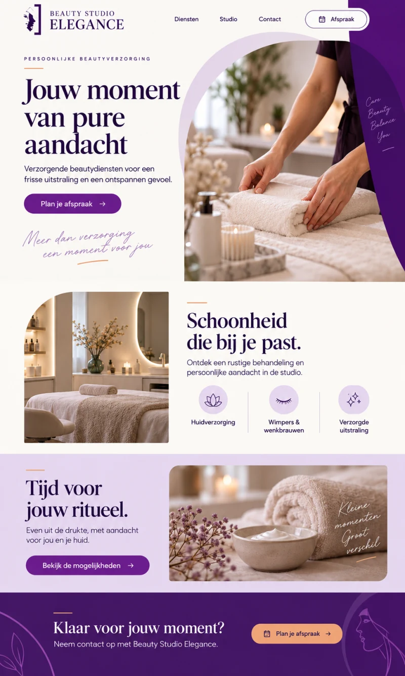 Websiteconcept voor Beauty Studio Elegance