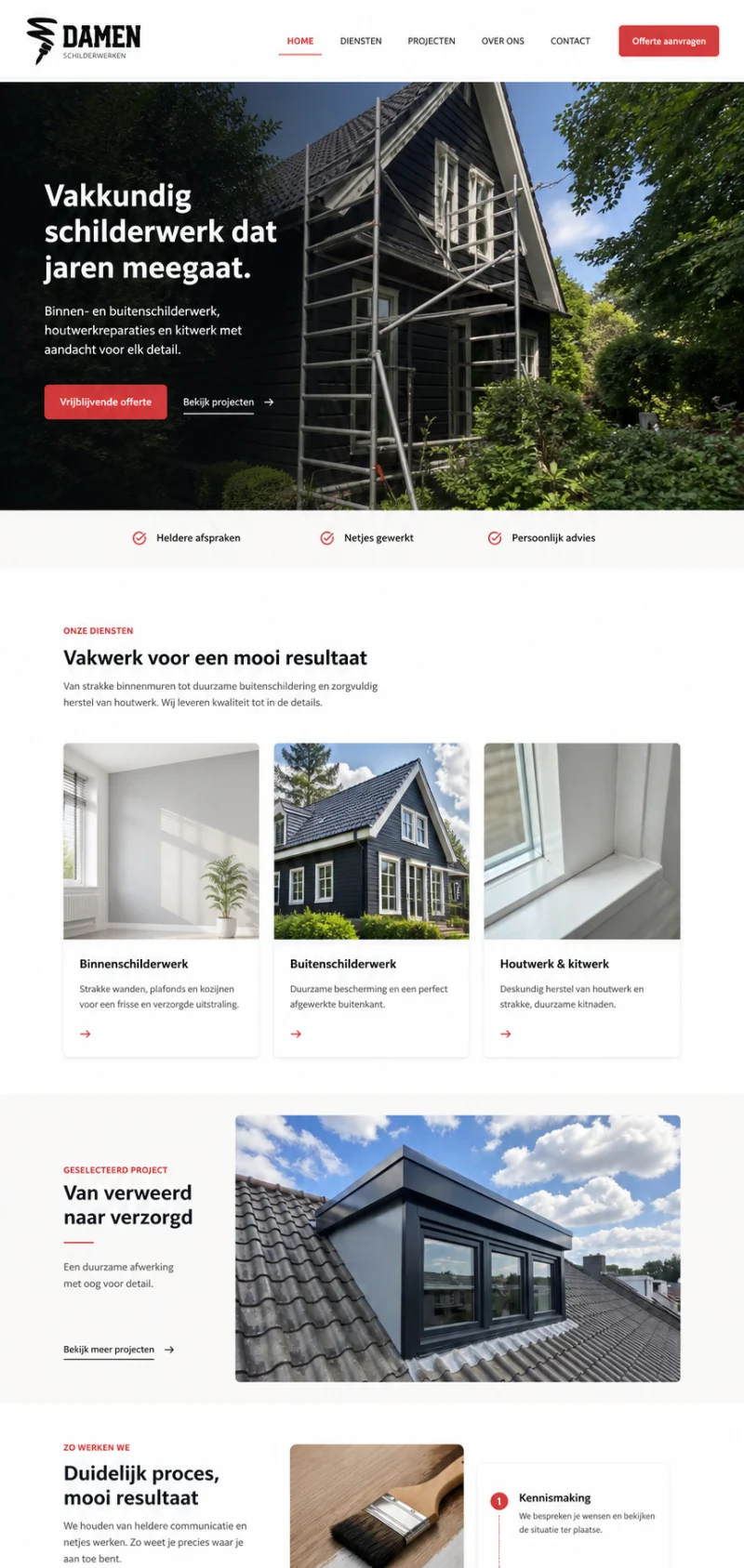 Websiteconcept voor Damen Schilderwerken