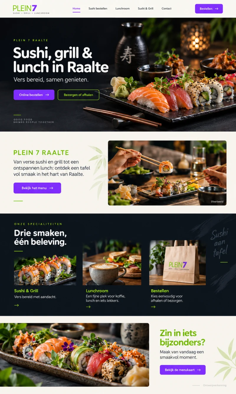 Websiteconcept voor Plein 7 Raalte